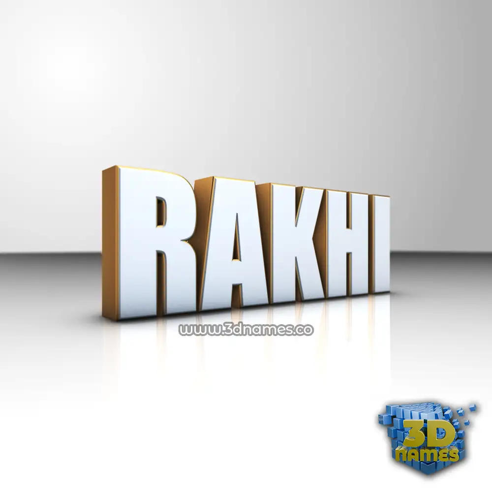 rakhi in White'n'Gold style - 3D name wallpaper
