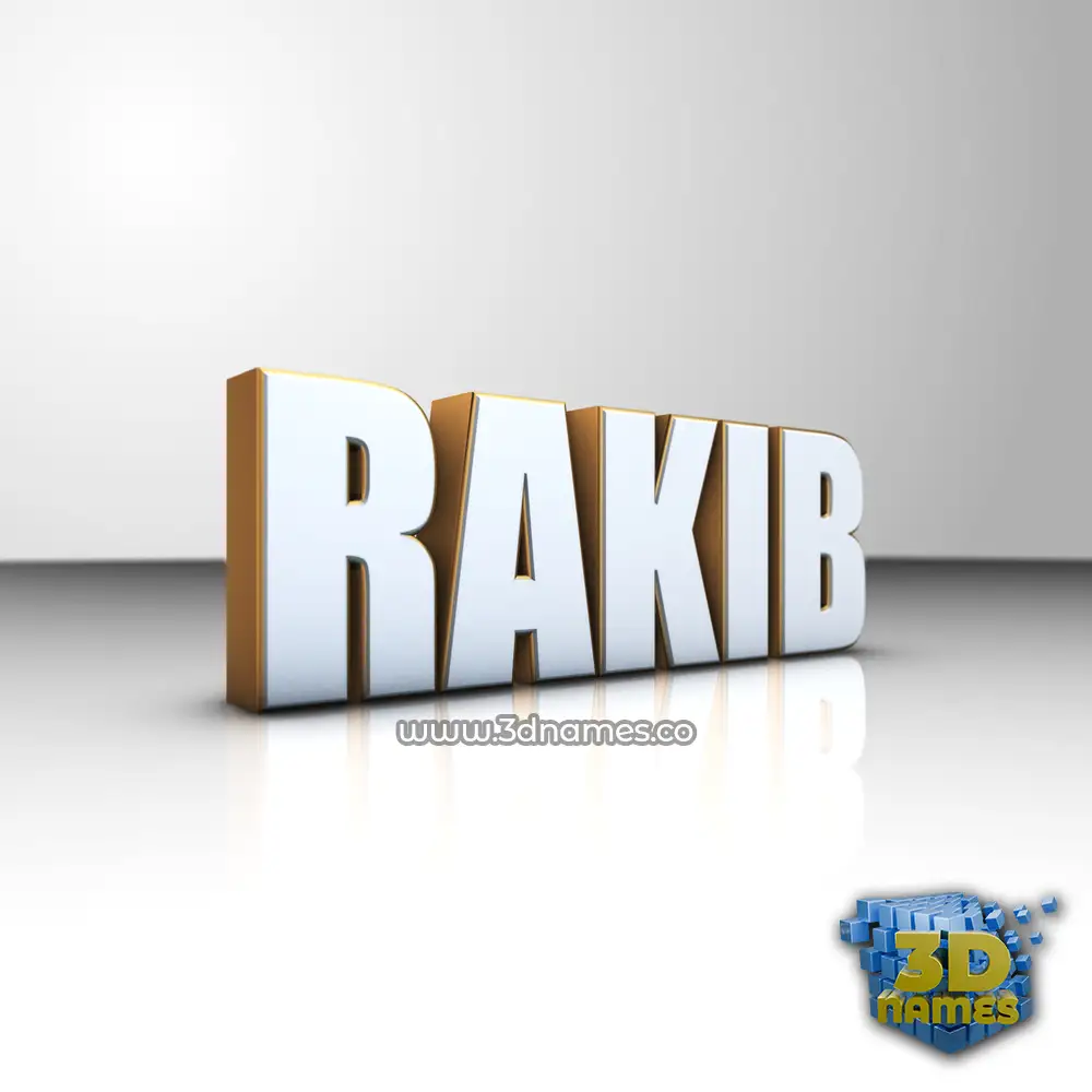 rakib in White'n'Gold style - 3D name wallpaper