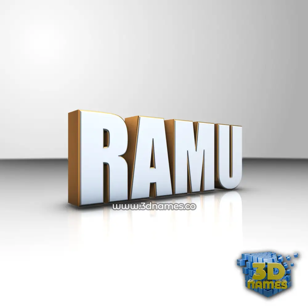ramu in White'n'Gold style - 3D name wallpaper