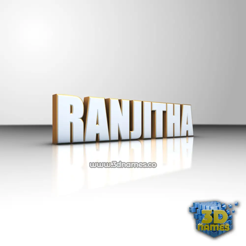 ranjitha in White'n'Gold style - 3D name wallpaper