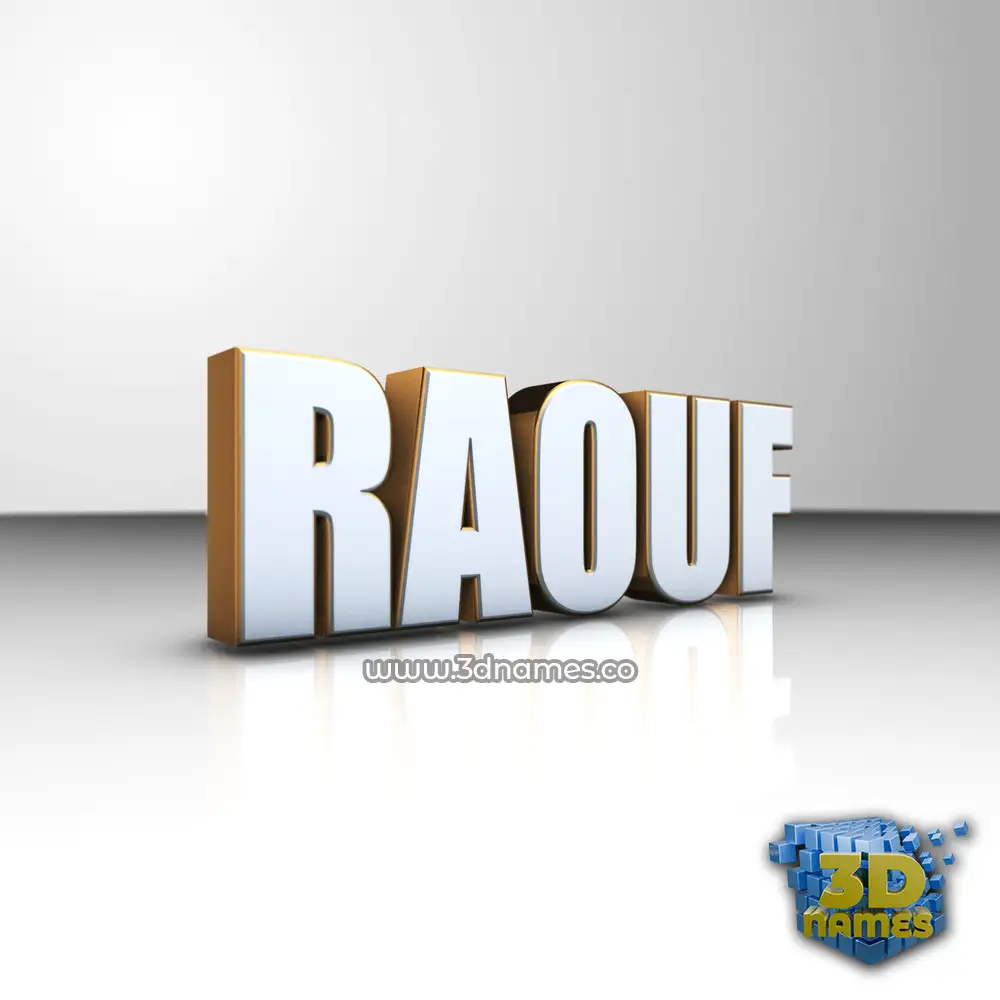 raouf in White'n'Gold style - 3D name wallpaper