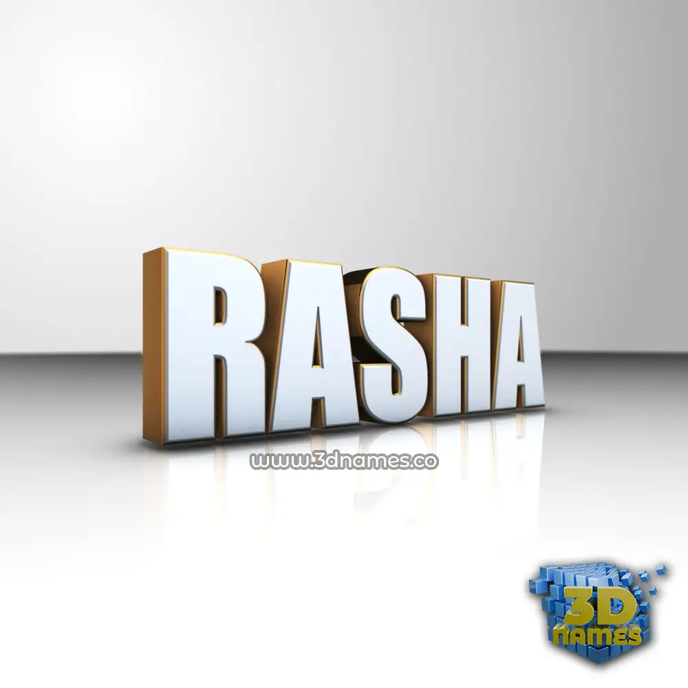 rasha in White'n'Gold style - 3D name wallpaper