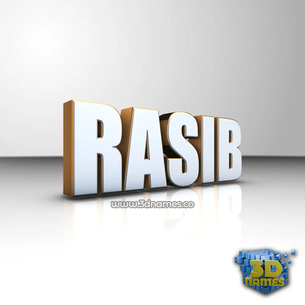 rasib in White'n'Gold style - 3D name wallpaper
