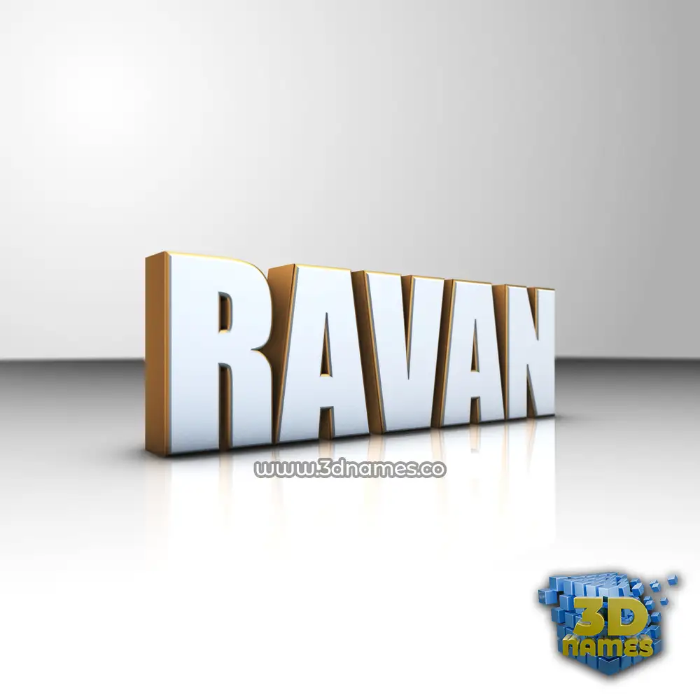 ravan in White'n'Gold style - 3D name wallpaper