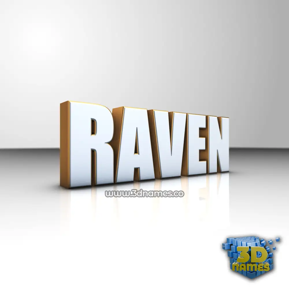 raven in White'n'Gold style - 3D name wallpaper