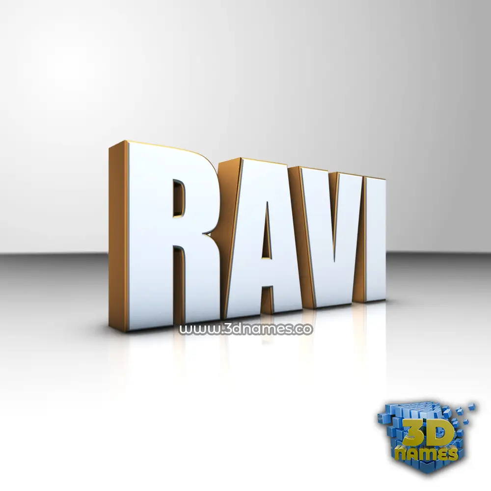 ravi in White'n'Gold style - 3D name wallpaper