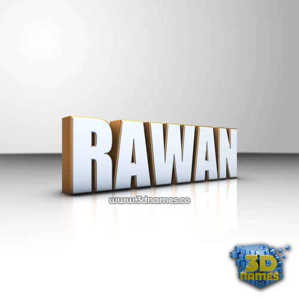 rawan in White'n'Gold style - 3D name wallpaper