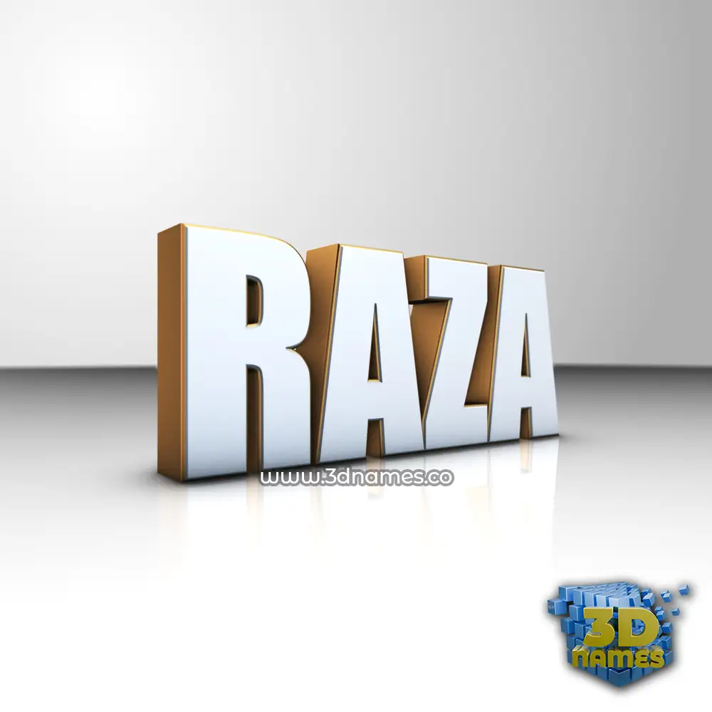 raza in White'n'Gold style - 3D name wallpaper