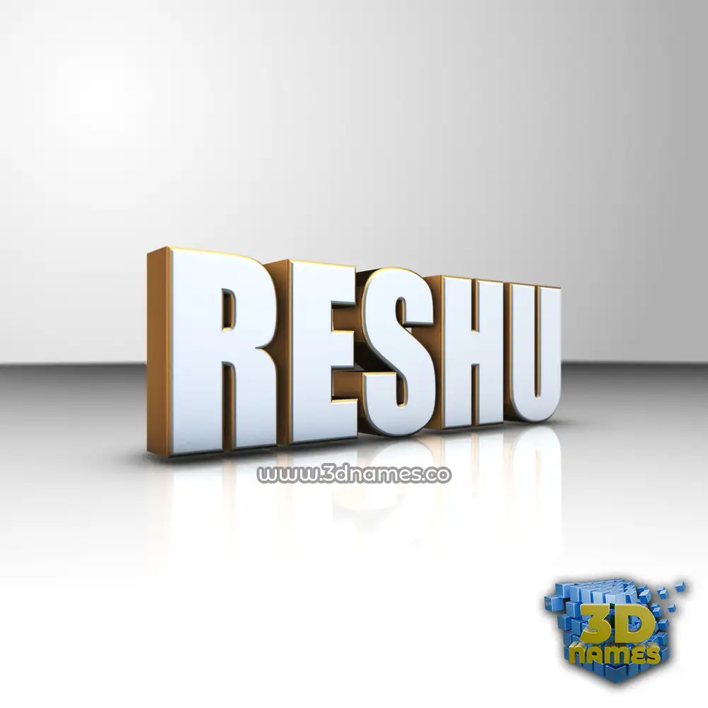 reshu in White'n'Gold style - 3D name wallpaper