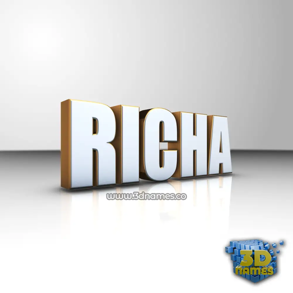 richa in White'n'Gold style - 3D name wallpaper