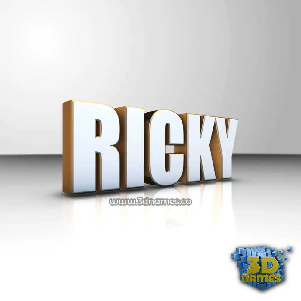 ricky in White'n'Gold style - 3D name wallpaper