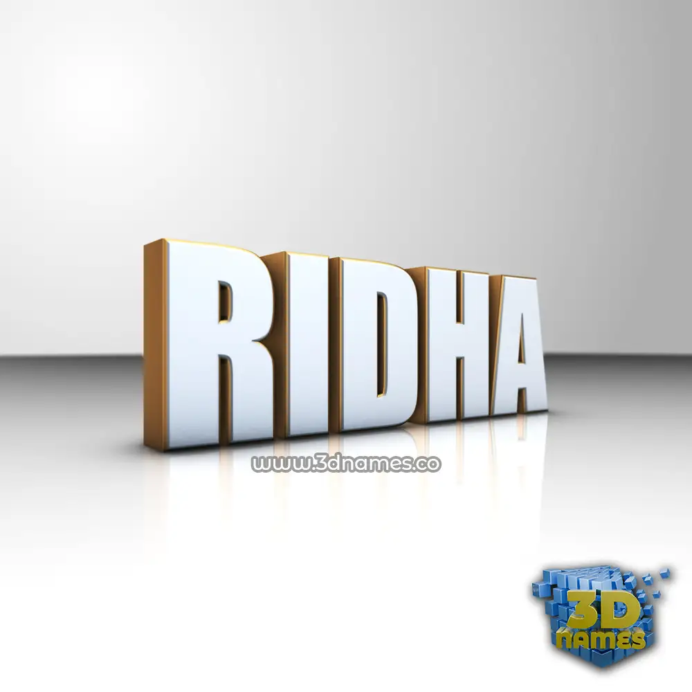 ridha in White'n'Gold style - 3D name wallpaper
