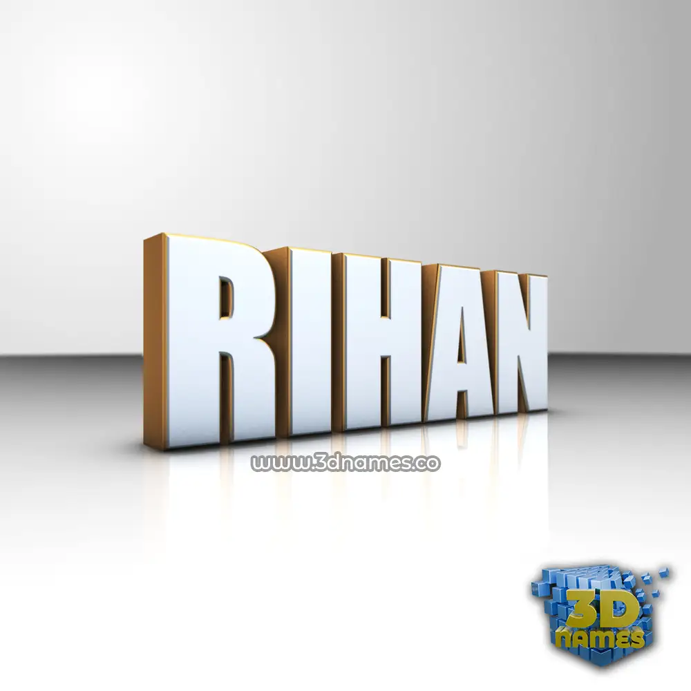 rihan in White'n'Gold style - 3D name wallpaper
