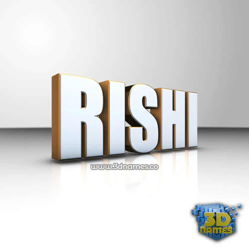 rishi in White'n'Gold style - 3D name wallpaper