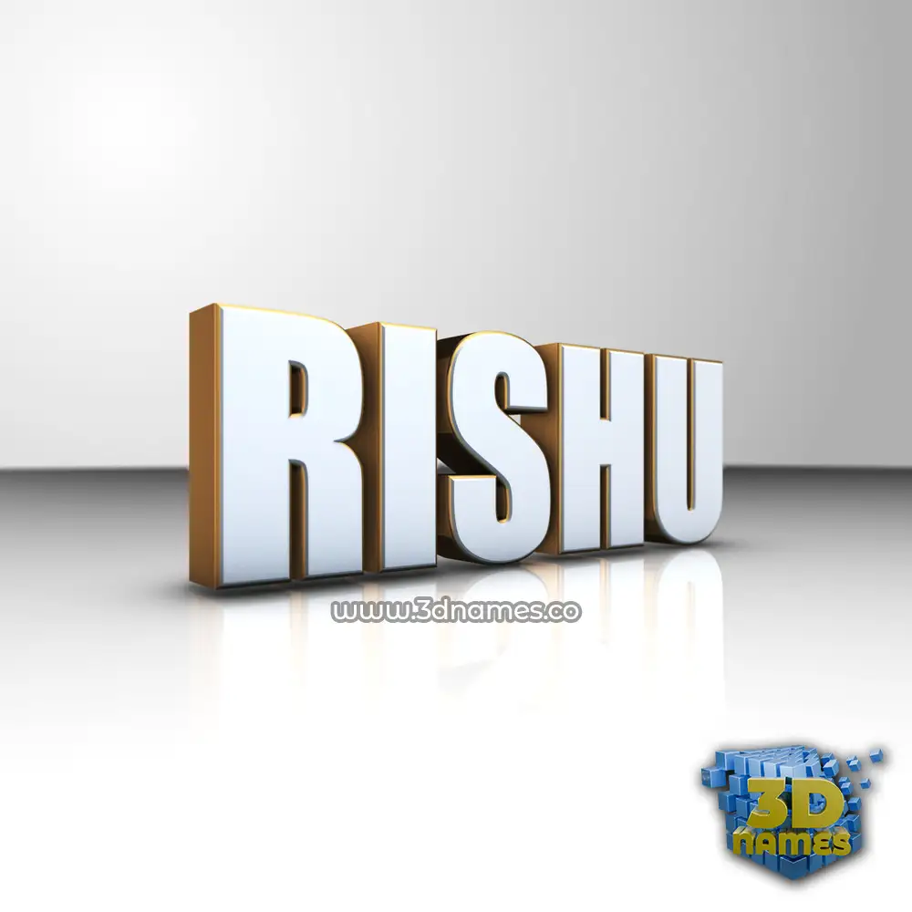 rishu in White'n'Gold style - 3D name wallpaper