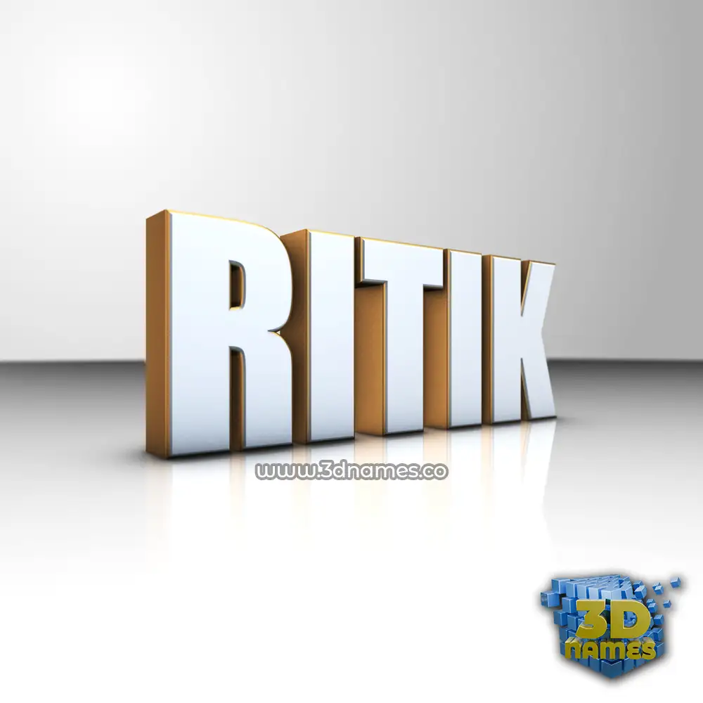 ritik in White'n'Gold style - 3D name wallpaper