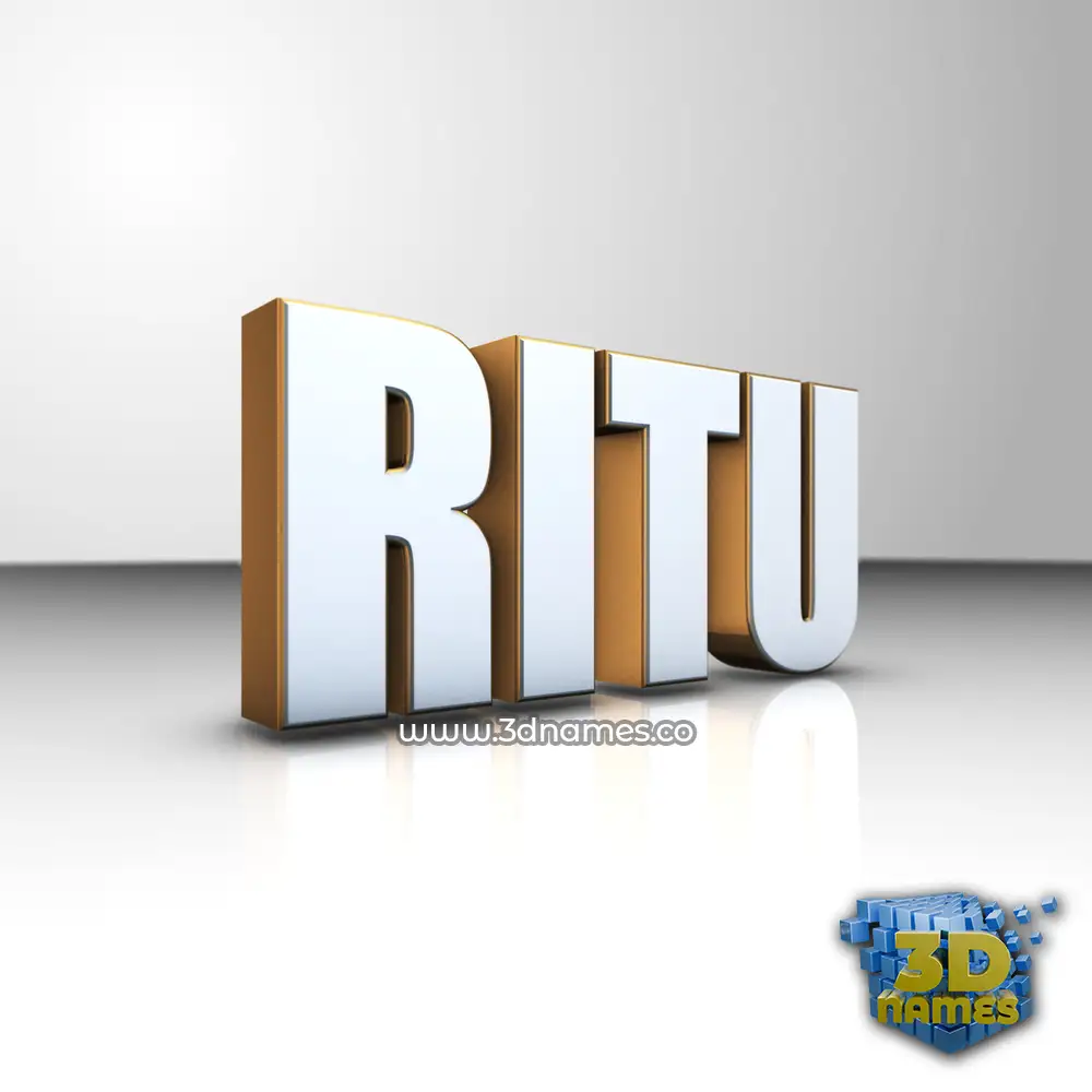 ritu in White'n'Gold style - 3D name wallpaper