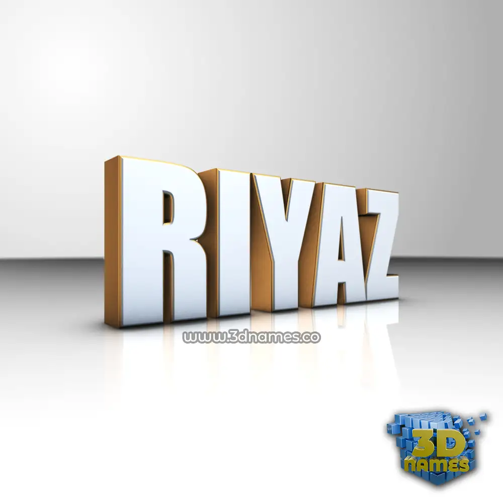 riyaz in White'n'Gold style - 3D name wallpaper