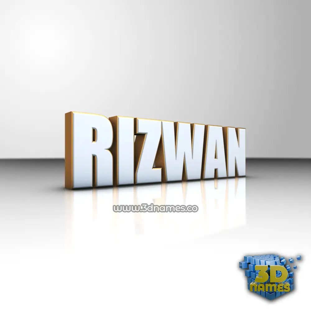 rizwan in White'n'Gold style - 3D name wallpaper