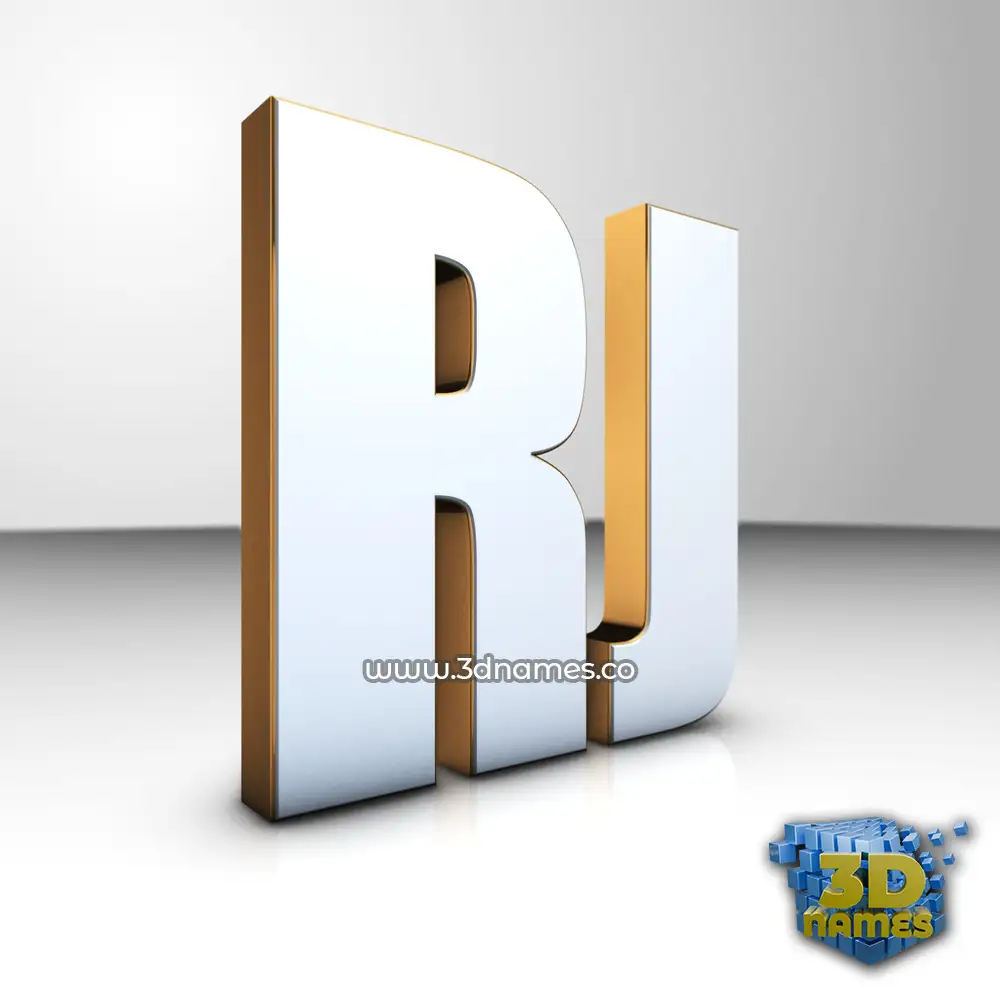 rj in White'n'Gold style - 3D name wallpaper