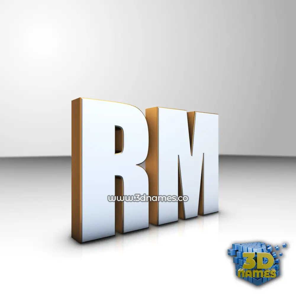 rm in White'n'Gold style - 3D name wallpaper