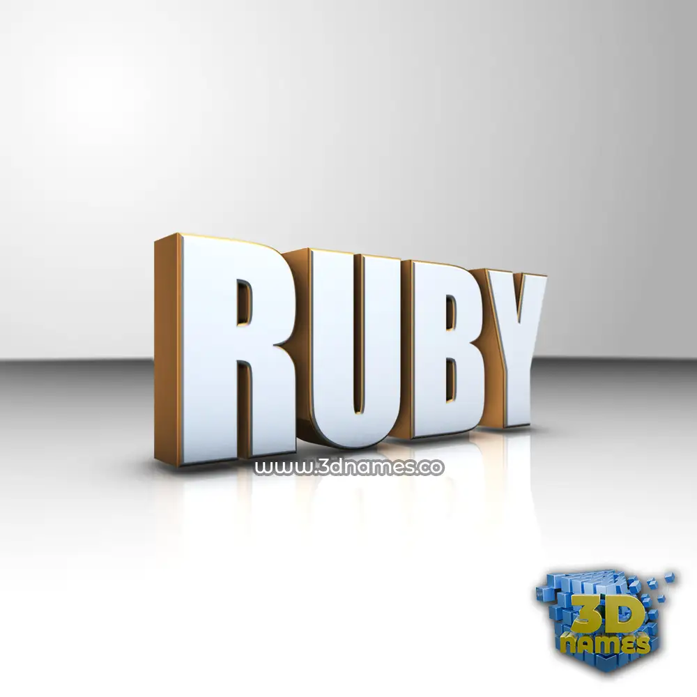 ruby in White'n'Gold style - 3D name wallpaper