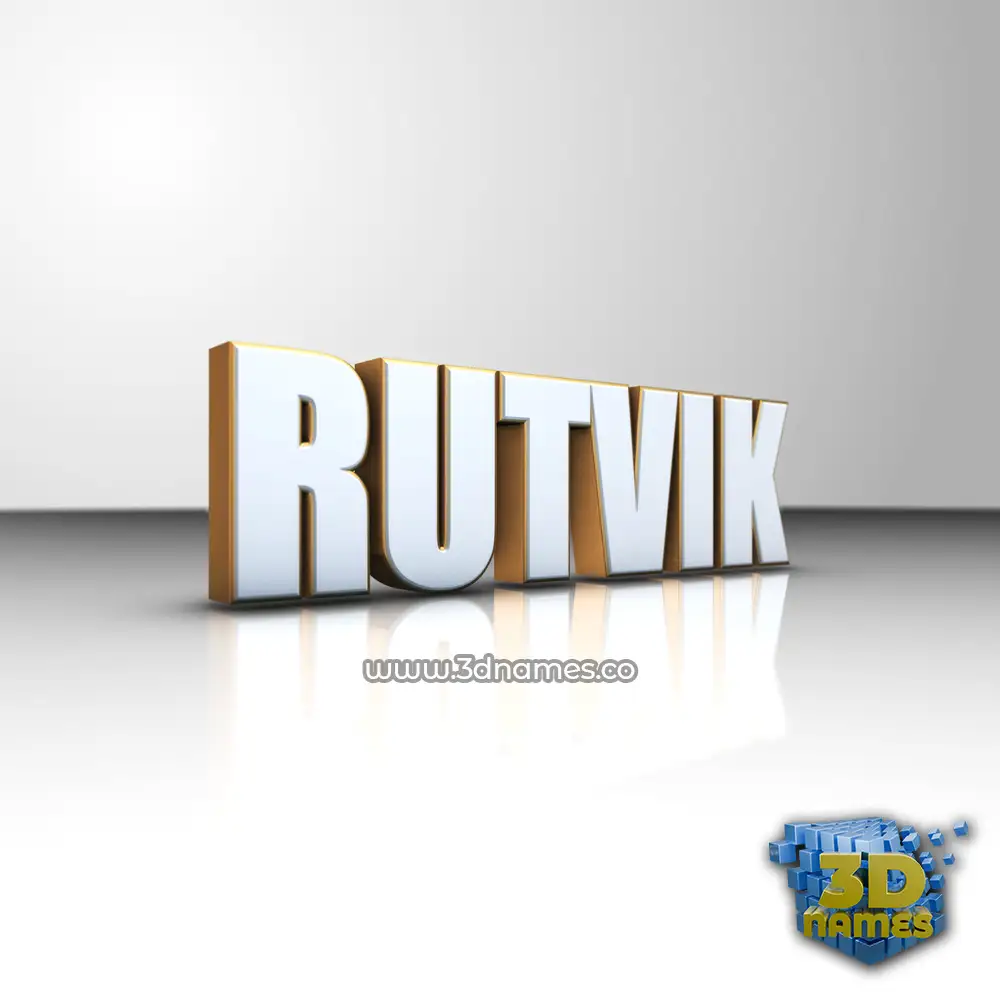 rutvik in White'n'Gold style - 3D name wallpaper