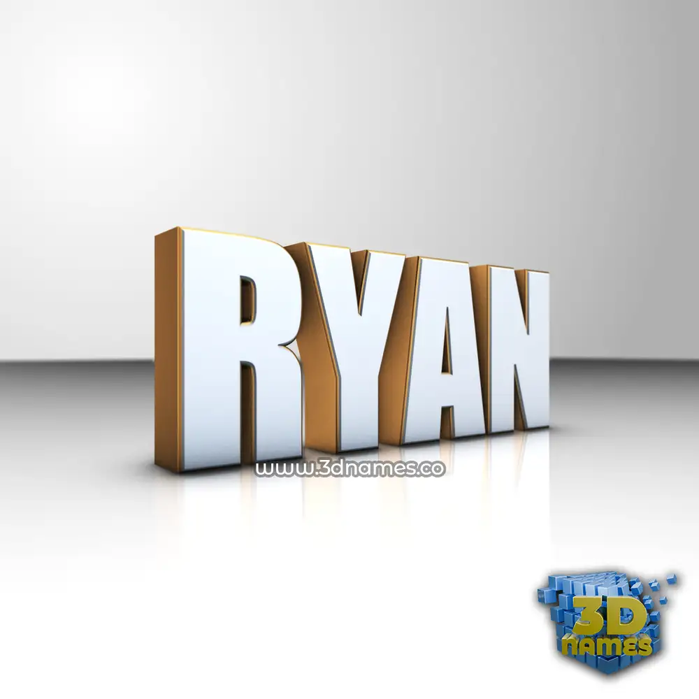 ryan in White'n'Gold style - 3D name wallpaper
