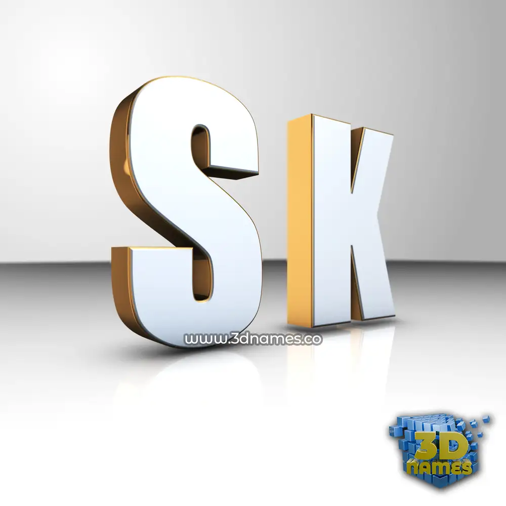 s k in White'n'Gold style - 3D name wallpaper