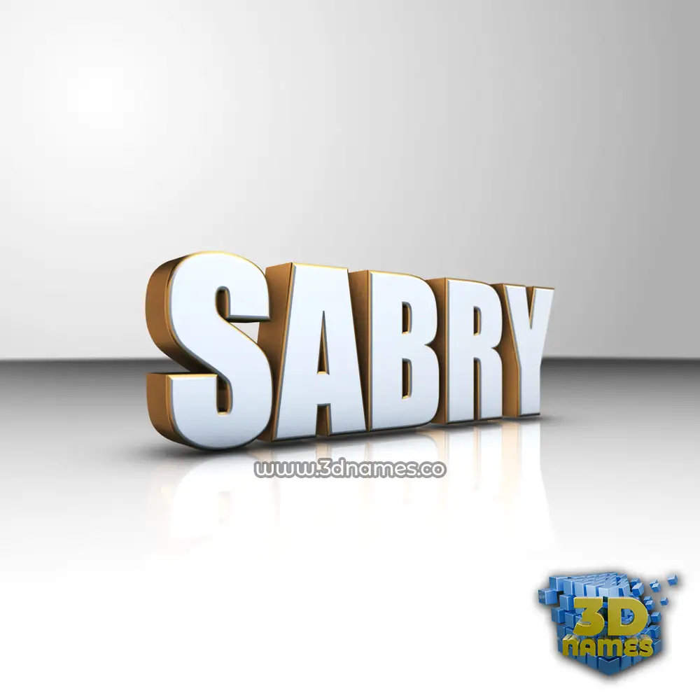 sabry in White'n'Gold style - 3D name wallpaper
