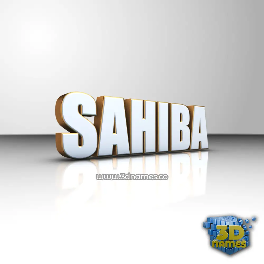 sahiba in White'n'Gold style - 3D name wallpaper