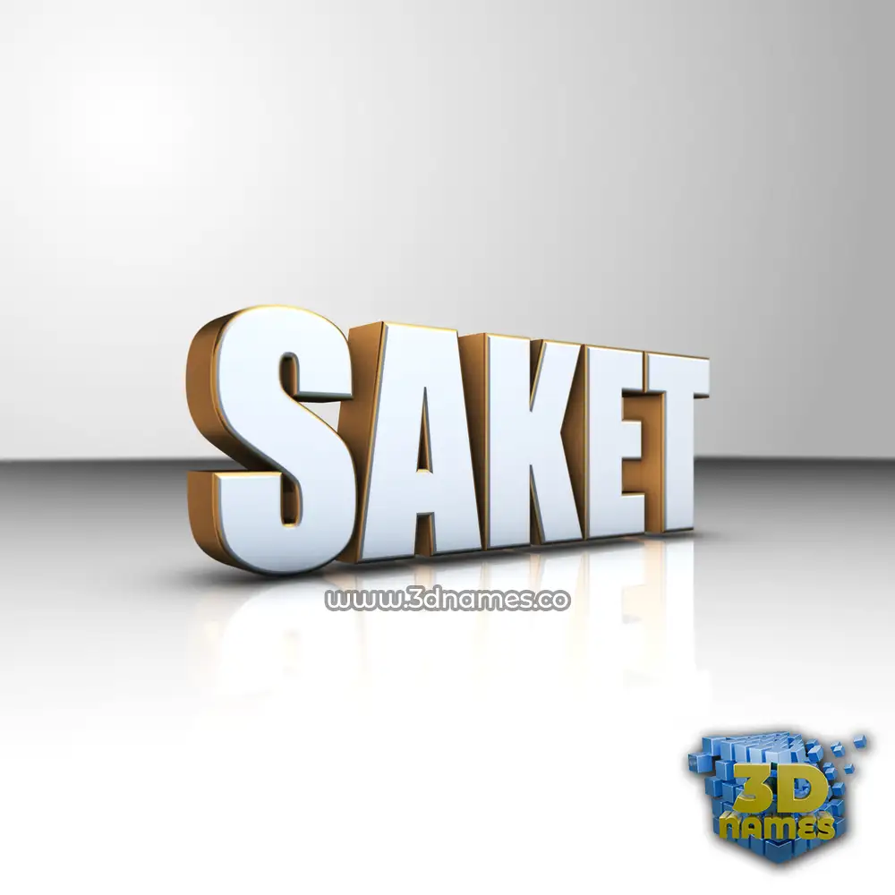 saket in White'n'Gold style - 3D name wallpaper