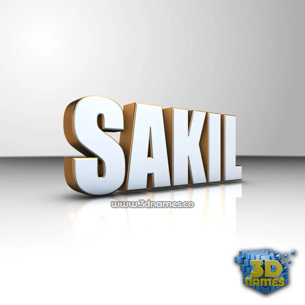 sakil in White'n'Gold style - 3D name wallpaper