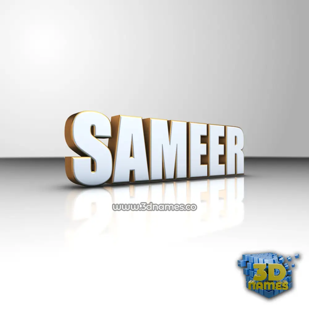 sameer in White'n'Gold style - 3D name wallpaper