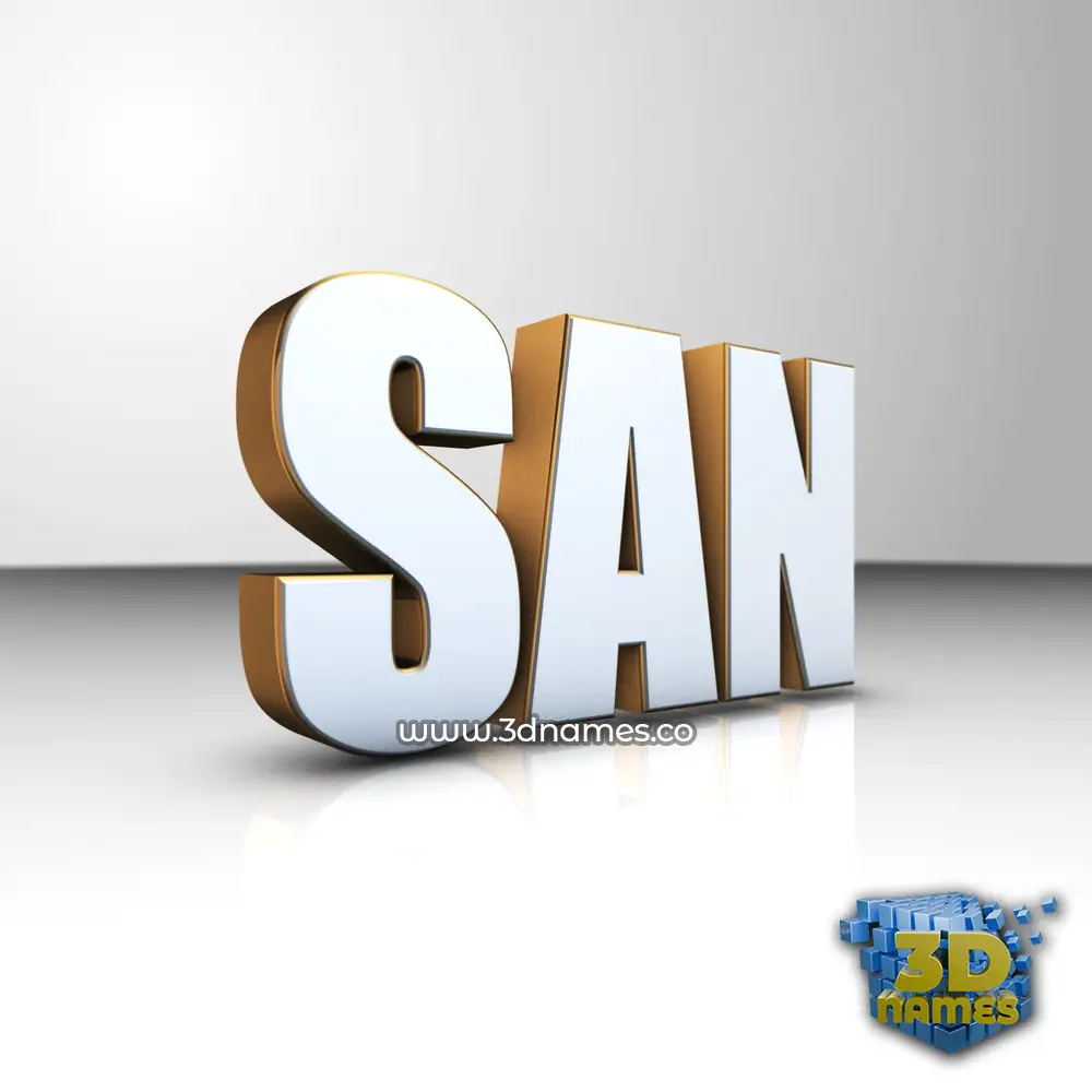 san in White'n'Gold style - 3D name wallpaper