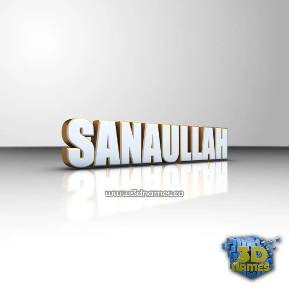 sanaullah in White'n'Gold style - 3D name wallpaper