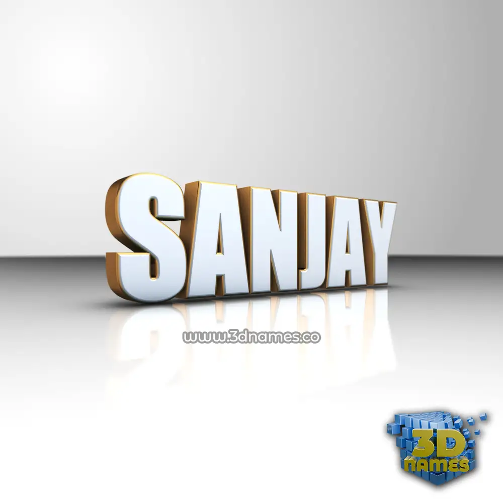 sanjay in White'n'Gold style - 3D name wallpaper