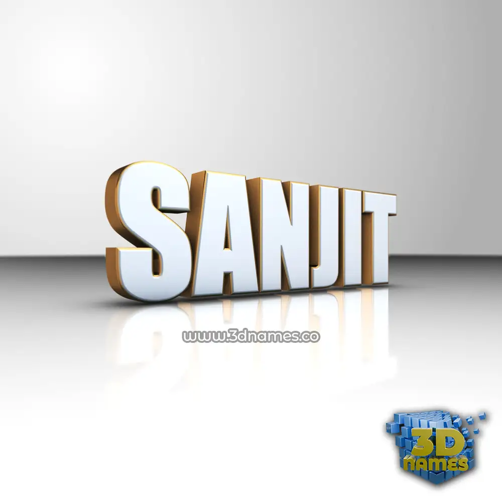 sanjit in White'n'Gold style - 3D name wallpaper