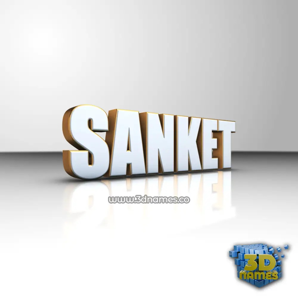 sanket in White'n'Gold style - 3D name wallpaper