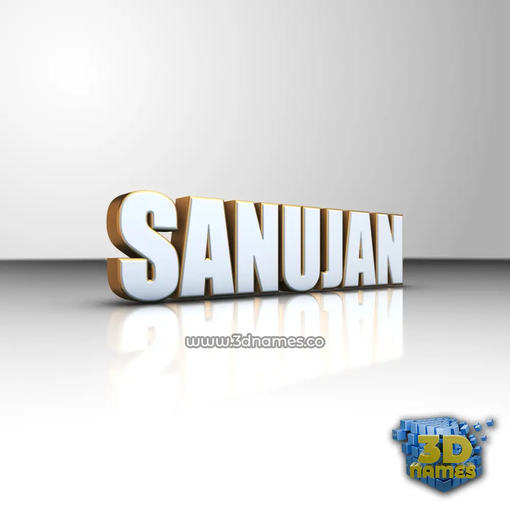 sanujan in White'n'Gold style - 3D name wallpaper