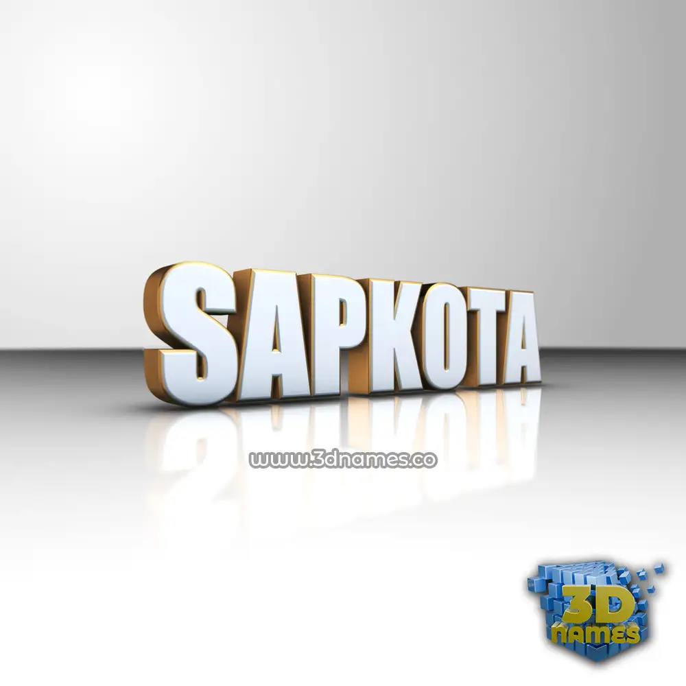 sapkota in White'n'Gold style - 3D name wallpaper