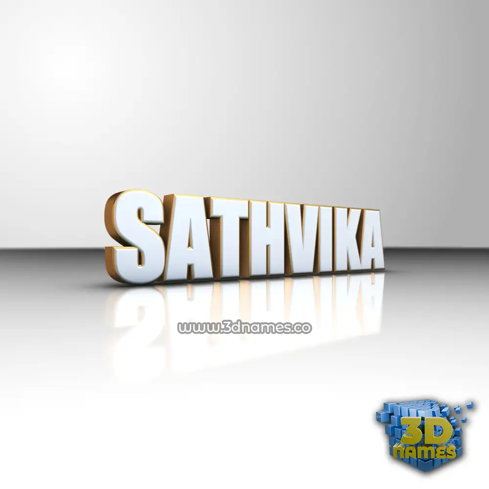 sathvika in White'n'Gold style - 3D name wallpaper
