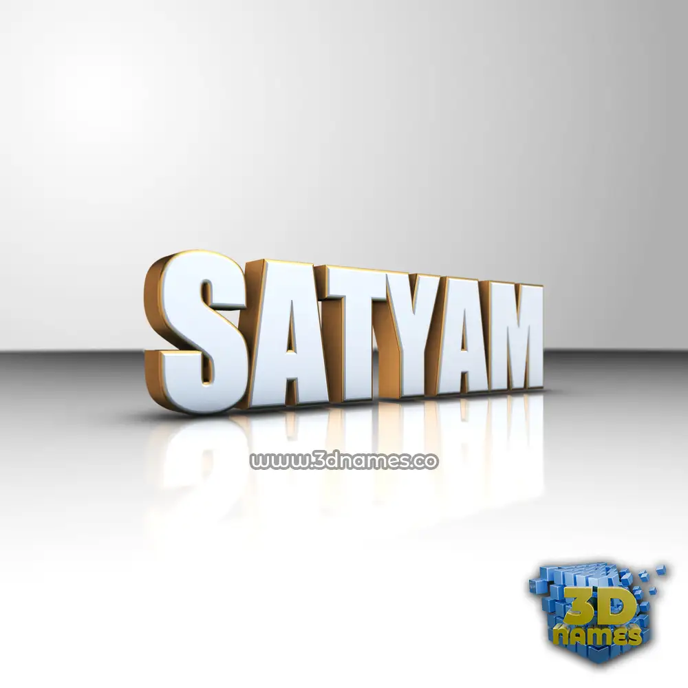 satyam in White'n'Gold style - 3D name wallpaper