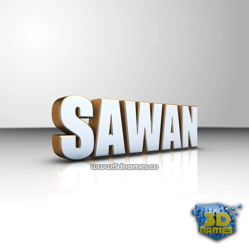 sawan in White'n'Gold style - 3D name wallpaper