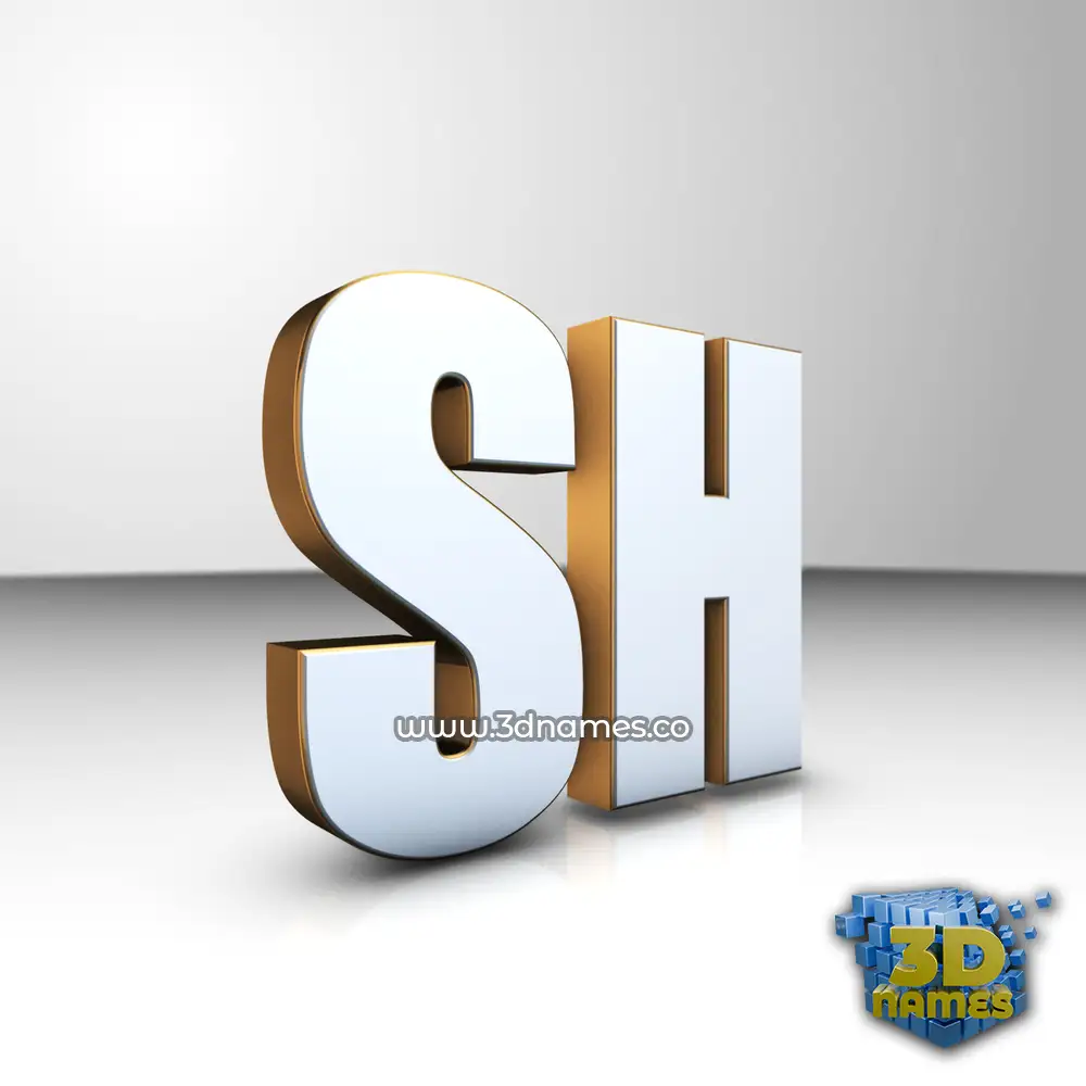 sh in White'n'Gold style - 3D name wallpaper