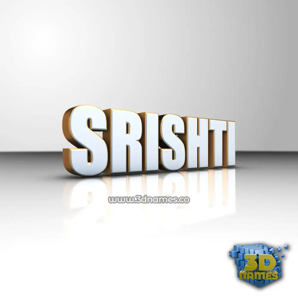 srishti in White'n'Gold style - 3D name wallpaper