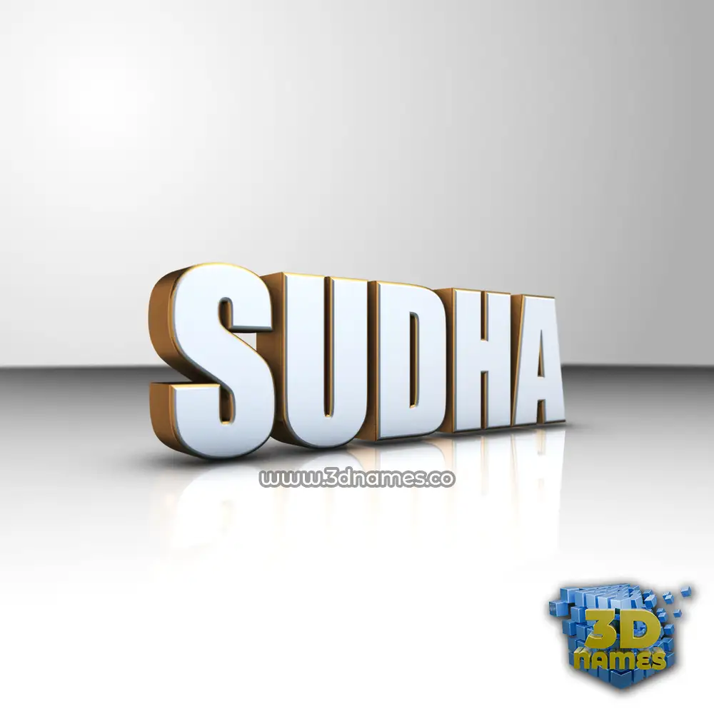 sudha in White'n'Gold style - 3D name wallpaper