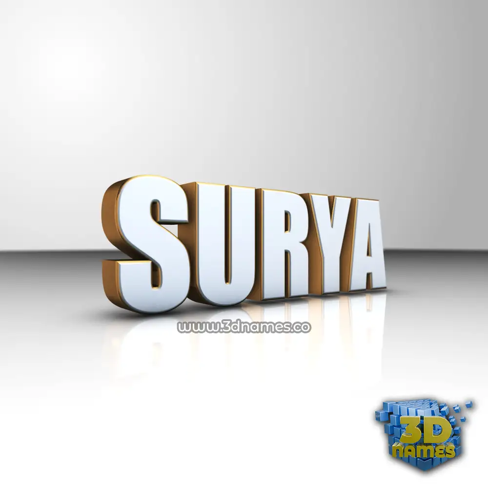 surya in White'n'Gold style - 3D name wallpaper