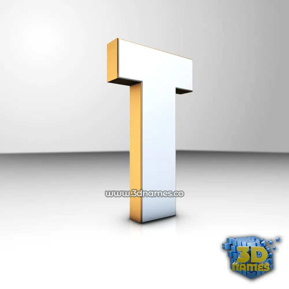 t in White'n'Gold style - 3D name wallpaper