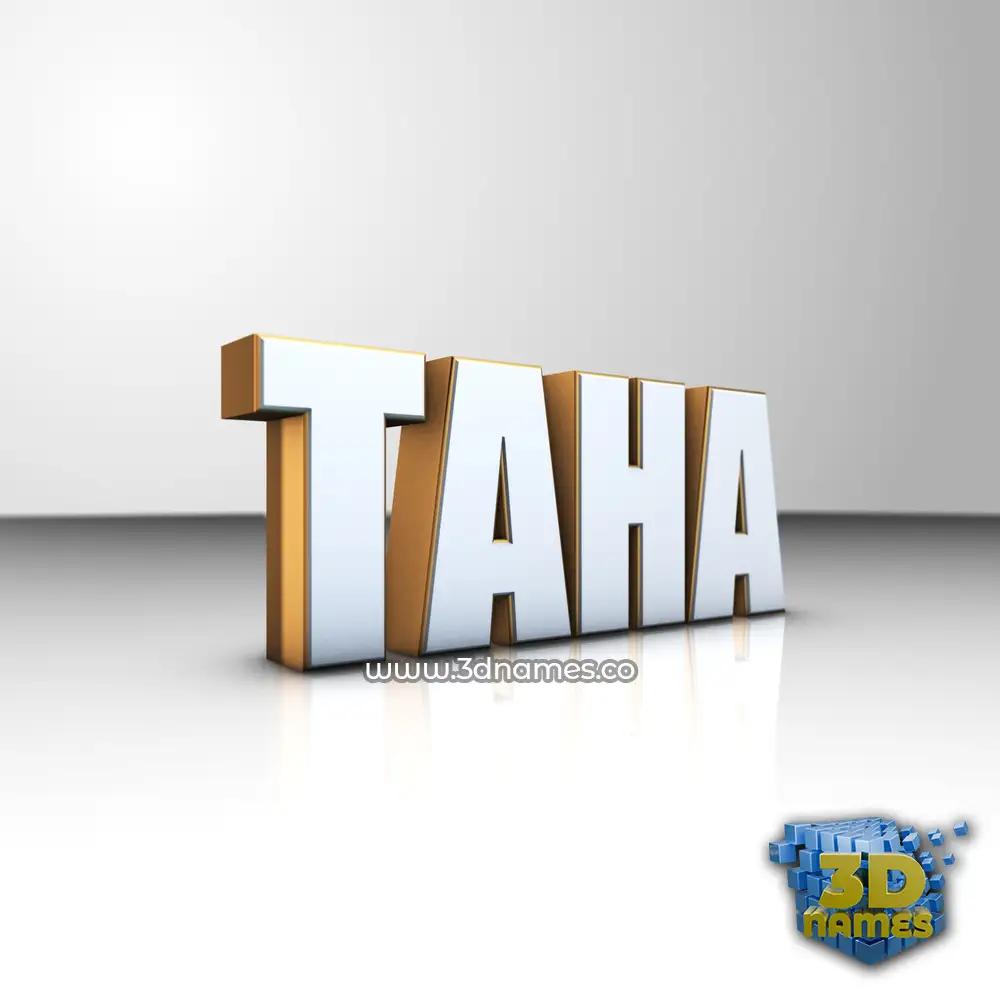taha in White'n'Gold style - 3D name wallpaper
